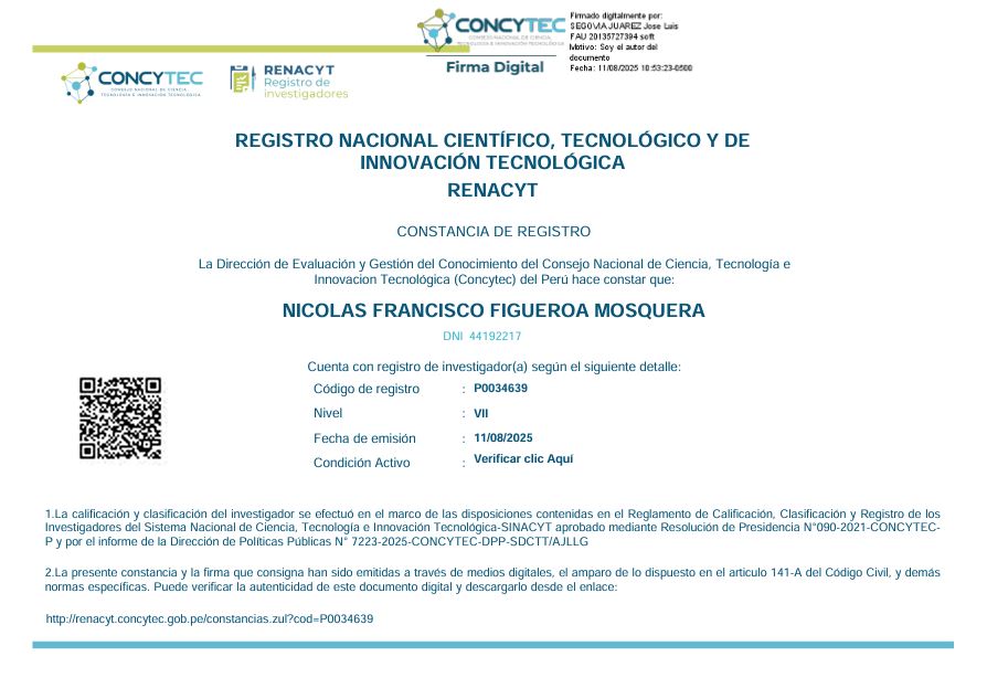 Certificado Investigador RENACYT